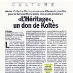 Libération : l'héritage, un don de Koltès dominique frot - libération - l'héritage, un don de Koltés