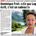 Interview de Dominique Frot paru dans le Dauphiné, le 06 juin 2016